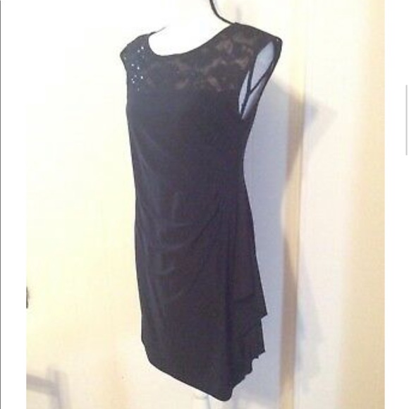 R & M RICHARDS Petite Black Stretch DRESS Lace 10 - Picture 4 of 12